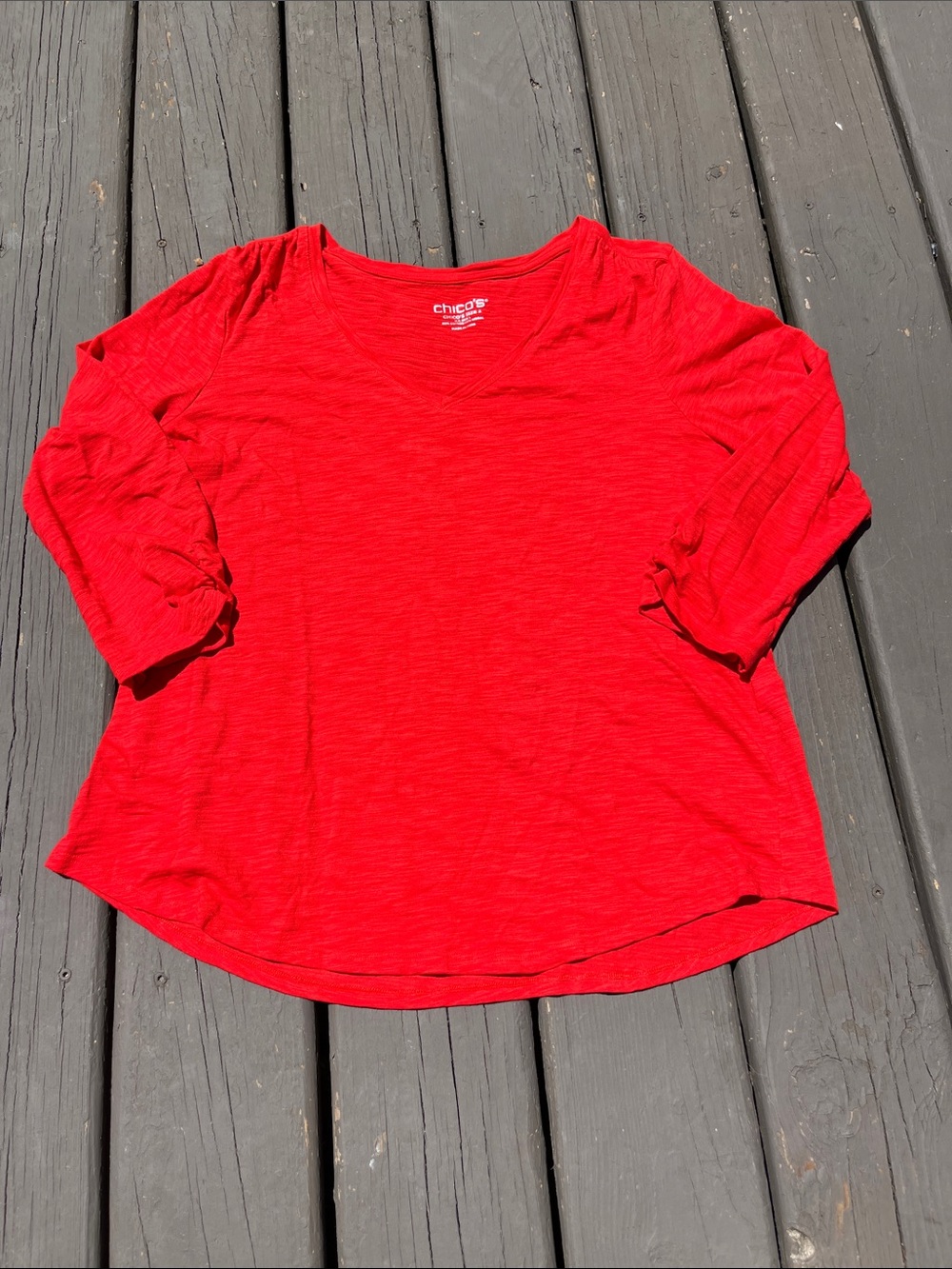 Chico's Bright Red Scoop Neck 3/4 Sleeve Top